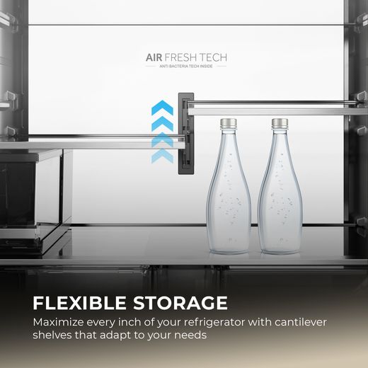Haier Horizon American Fridge Freezer - Obsidian Steel - Annotation - Flexible storage